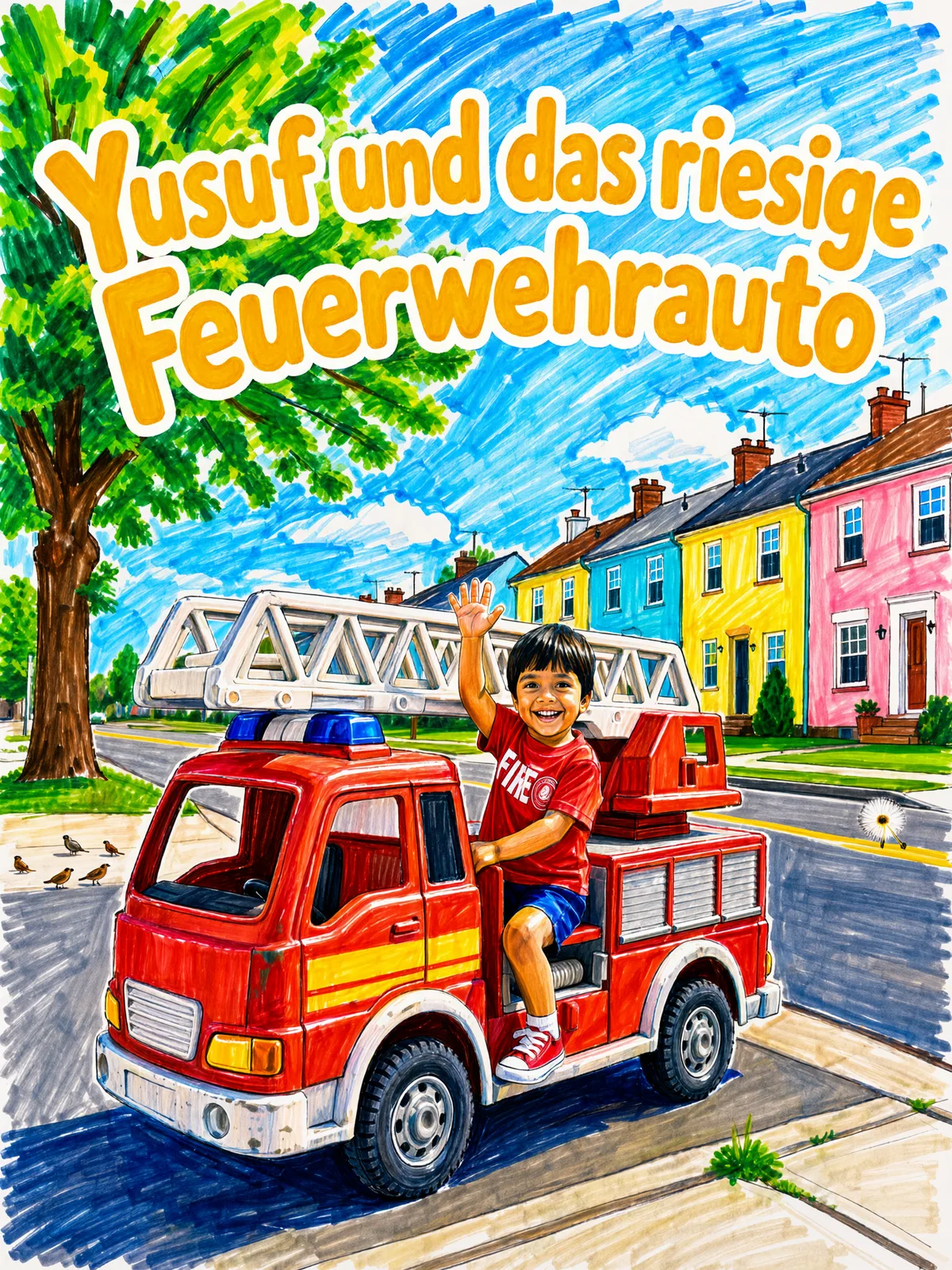 Cover von „Yusuf und das riesige Feuerwehrauto“