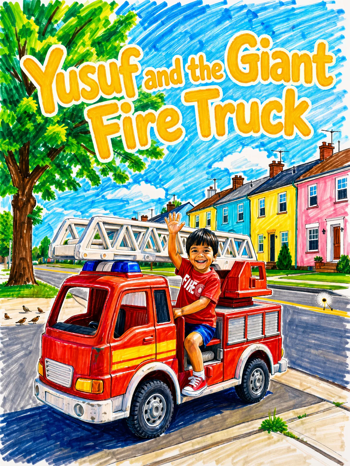 Cover of “Yusuf and the Giant Fire Truck”